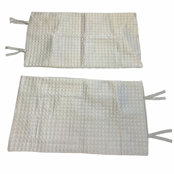 DKNY Satin Gray Window Pane Quilt Double Tie KING Pillow Sham Set - Picture 5 of 14